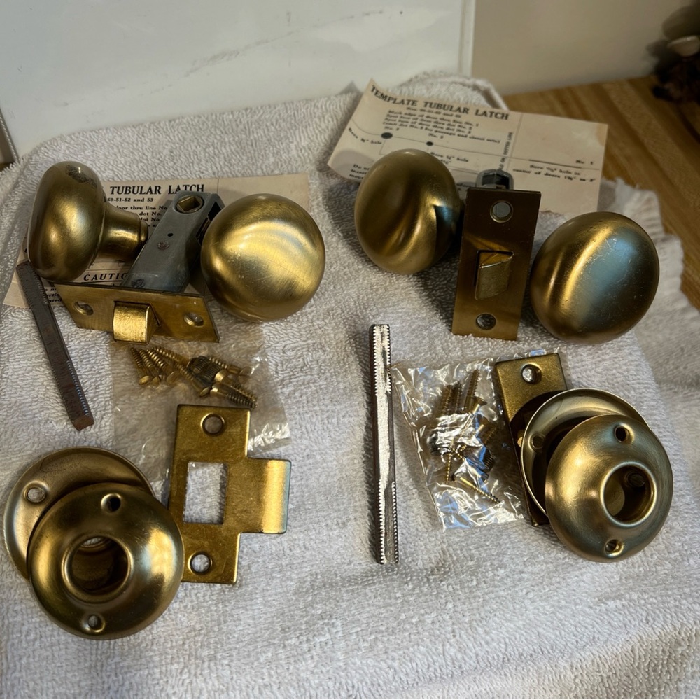 2 Sets Vintage Antique?  Brass Door Knobs and Hardware